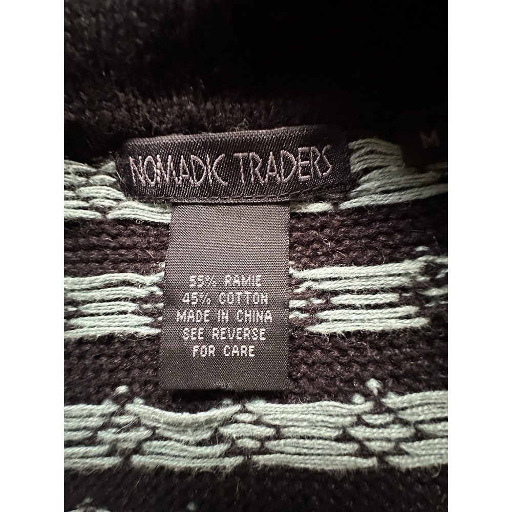 Nomadic Traders Full Zip Cardigan Sweater M Fair Isle Black Multicolor Nordic - Picture 9 of 11